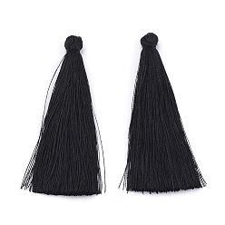 Черный Нейлон кисточкой большие украшения кулон, чёрные, 70~80x8~10 мм