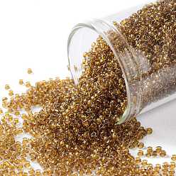 (2156) Inside Color Crystal/Golden Amber TOHO Round Seed Beads, Japanese Seed Beads, (2156) Inside Color Crystal/Golden Amber, 15/0, 1.5mm, Hole: 0.7mm, about 3000pcs/bottle, 10g/bottle