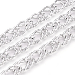 Платина Алюминиевые двухцветные ромбовидные цепи, несварные, с катушкой, платина, 19x13x2 мм, около 32.81 футов (10 м) / рулон