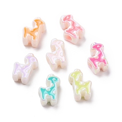 Mixed Color UV Plating Rainbow Iridescent Acrylic European Beads, Large Hole Beads, with Enamel, Giraffe, Mixed Color, 15.8x11.5x7mm, Hole: 4mm