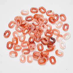 Coral Acrylic Linking Rings, Two Tone, Quick Link Connectors, For Cable Chains Making, Oval, Coral, 9x6.5x2mm, Inner Diameter: 5mm