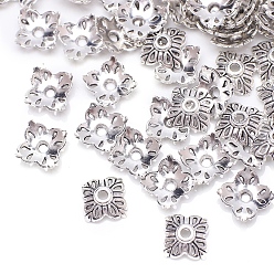 Античное Серебро Тибетском стиле сплав шарик крышки, мульти-лепесток цветка, античное серебро, 10x10 мм
