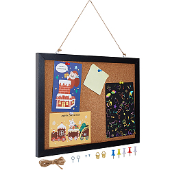 Черный Прямоугольная пробковая доска объявлений, для держателей фотографий, чёрные, 400~412x300x18.5 мм