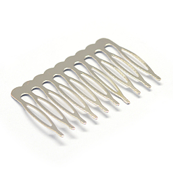 Platinum Iron Hair Comb Findings, Platinum, 55x39x1mm