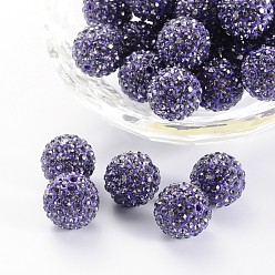 Танзания Бусины со стразами, полимерная глина , pave disco бусины, класс А, танзанитом, С. 15 (2.1~2.2 мм), 14 мм, отверстие : 1.5 мм