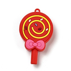 Красный Подвески из ПВХ в форме конфет, красные, 57x34.5x14.5 мм, отверстие : 4 мм