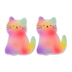 Cat Shape Непрозрачные акриловые подвески, форма кошки, 38x29x2 мм, отверстие : 1.6 мм