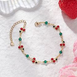 Золотой Браслеты-цепочки из латунной эмали с вишневыми звеньями, золотые, 7-1/4 дюйм (18.4 см)