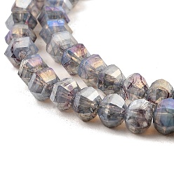 Gray Imitation Jade Glass Beads Strands, Faceted, AB Color Plated, Rondelle, Gray, 5x4.5mm, Hole: 1.2mm, about 70pcs/strand, 12.80''(32.5cm)