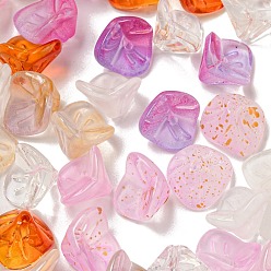 Разноцветный Гальваническим стеклянные бусины, исписаны, три боба, вьюнок, красочный, 7x11x12 мм, отверстие : 1.4 мм, 100 шт / комплект