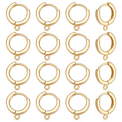 Настоящее золото 18K 16 шт. латунные серьги, кольцо, реальный 18 k позолоченный, 13.5x2 мм, отверстие : 1.4 мм, штифты : 0.8 мм