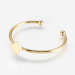Real 18K Gold Plated Brass Cuff Bangles, Torque Bangles, Rhombus & Ball, Real 18K Gold Plated, 2 inchx2-1/4 inch(50x57mm)