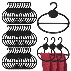 Oval 100Pcs Plastic Scarf Display Hangers, Closet Organizers for Scarves, Shawl, Tie, Belts, Black, Oval, 136x136x1.5~2mm