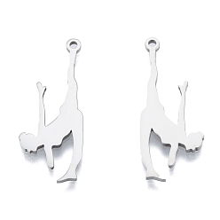 Stainless Steel Color Non-Tarnish 201 Stainless Steel Pendants, Dancer, Stainless Steel Color, 32.5x13x1.5mm, Hole: 1.5mm