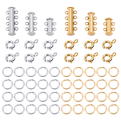 (52) Непрозрачная лаванда Наборы для самостоятельной сборки защелок-замков, включая 304 открытые соединительные кольца из нержавеющей стали и застежки-слайдеры., 201 пружинные кольца из нержавеющей стали, разноцветные, 20 датчик, 6x0.8 мм, внутренний диаметр: 4.5 мм, 2 цветов, 20 шт / цвет, 40 шт
