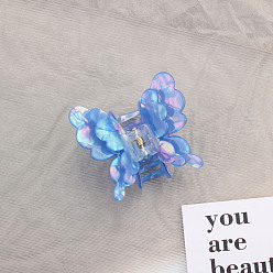 Dodger Blue Butterfly Acrylic Claw Hair Clips, Hair Accessories for Women & Girls, Dodger Blue, 65x58x42mm