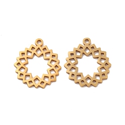 Golden 201 Stainless Steel Pendants, Hollow Flower Charms, Golden, 17.5x15.8x0.9mm, Hole: 1.4mm