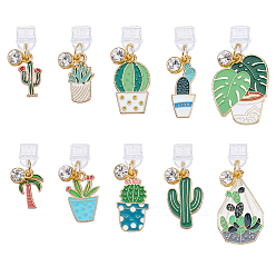 (52) Непрозрачная лаванда 10шт пластиковые мобильные пылезащитные заглушки, Горшечные растения, с подвесками из эмали и сплава , разноцветные, 65 мм, 10 шт / комплект