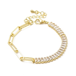 Прозрачный Теннисный браслет из кубического циркония, настоящая позолоченная стойка с покрытием из латуни скрепка для ювелирных изделий для женщин, без свинца и без кадмия, долговечный, прозрачные, 18 дюйм (7 см)