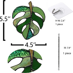 Зеленый Акриловая подвеска, лист, зелёные, Кулон : 130x110 мм