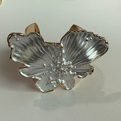 Plata Brazaletes de aleación esmaltados con forma de mariposa y diseño abierto, con perlas de imitación, para mujer., dorado, plata, diámetro interior: 2.44 pulgada (6.2 cm)