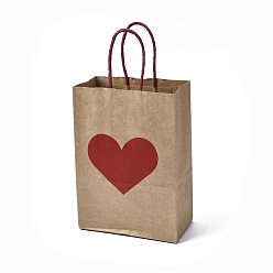 Сердце Бумажные пакеты ко дню святого валентина, с ручками, для подарочных пакетов и сумок, красные, сердце, мешок: 8x15x21 см, сгиб: 210x150x2 мм