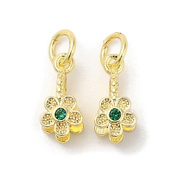 Real 18K Gold Plated Brass Micro Pave Cubic Zirconia Peg Bails Pendants, Long-Lasting Plated, Lead Free & Cadmium Free, Flower, Real 18K Gold Plated, 13.5x8x6.5mm, Hole: 3.5mm, Pin: 1mm
