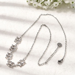 Платина Подвеска-узел из латуни с микропаве и прозрачными кубическими циркониями., ожерелья-цепочки для женщин, стойки покрытие, без кадмия и без свинца, долговечный, платина, 16.93 дюйм (43 см)