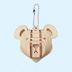 Bear DIY Wooden Assembly Animal Toys Kits for Boys and Girls, 3D Puzzle Model for Kids, Children Intelligence Toys, Bear Pattern, 40x60x54mm