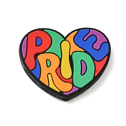 Сердце Силиконовые бусины, фокусные бусы, красочный, сердце, 23x29x7.5 мм, отверстие : 2.2 мм