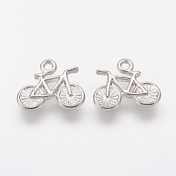 Platinum CCB Plastic Pendants, Bicycle, Platinum, 14x16x2mm, Hole: 2mm