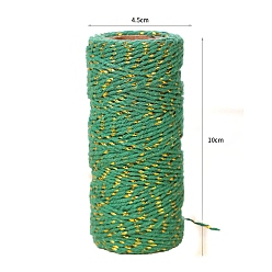 Зеленый Хлопковые нити с эффектом металлик, макраме шнур, декоративные нитки, для поделок ремесел, упаковка подарков и изготовление ювелирных изделий, золотые, зелёные, 1.5 мм, около 54.68 ярдов (50 м) / рулон