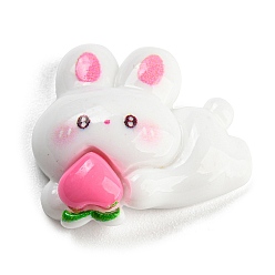 Кролик Кабошоны из непрозрачной смолы на тему кролика, ярко-розовый, кролик, 21x22.5x7.5 мм