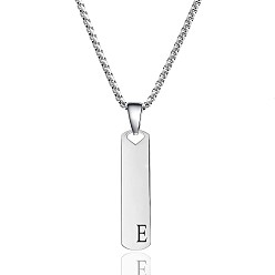 Letter E 304 Прямоугольная цепочка из нержавеющей стали с подвеской в виде буквы., не тускнеет, Письмо E, 22.83 дюйм (58 см)