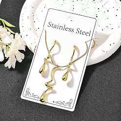 Золотой 304 набор из ожерелий и сережек-гвоздиков из нержавеющей стали для женщин, ионное покрытие (ip), золотые, 15.75 дюйм (400 мм)