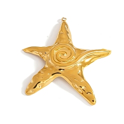 Морская звезда Текстурированные 304 большие подвески из нержавеющей стали, золотые, морская звезда, 57x48 мм