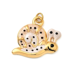 Снежный 304 нержавеющей стальной эмали подвески, улитка прелести, с целью перехода в кольце, ионное покрытие (ip), реальный 18 k позолоченный, снег, 16x19x2 мм, отверстие : 2.5 мм