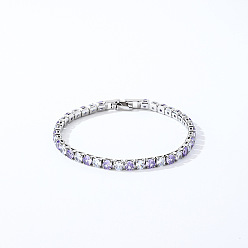 чертополох Латунные браслеты-слайдеры с микропаве из кубического циркония для женщин, квадратный, чертополох, внутренний диаметр: 6-3/4 дюйм (17 см)