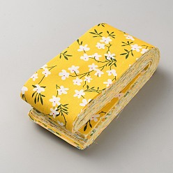 Желтый 40 шт. 20 стили хлопчатобумажной ткани с цветочным узором для квилтинга и шитья, желтые, 500x65x0.2 мм, 2 шт / стиль