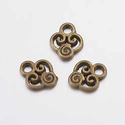Bronce Antiguo Charms de aleación, corazón, sin plomo y cadmio, color de bronce antiguo, 10x8x2 mm, agujero: 1.5 mm