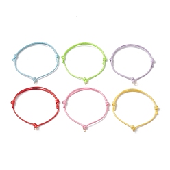 Золотой 6шт 6 цвета регулируемый вощеный полиэстеровый шнур изготовление браслета, с 304 кольцами из нержавеющей стали, золотые, внутренний диаметр: 2-3/8~5-1/8 дюйм (6~13 см), 1 шт / цвет