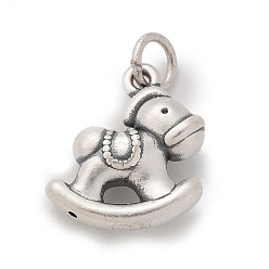 Лошадь Изысканные серебряные подвески, с прыжковых колец, античное серебро, лошадь, 16.5x15.5x5.5 мм, отверстие : 4 мм