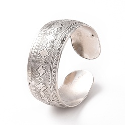 Rhombus Богемный браслет в тибетском стиле из сплава с толстой открытой манжетой для женщин, ромб шаблон, внутренний диаметр: 2-1/4 дюйм (5.7 см), широк: 25 мм