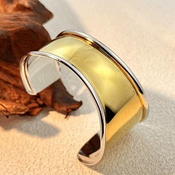 Золотой & Цвет Нержавеющей Стали 304 из нержавеющей стали манжеты браслеты, абстрактные браслеты для женщин, золотые и нержавеющая сталь цвет, внутренний диаметр: 2-3/8~2-1/2 дюйм (6~6.4 см)