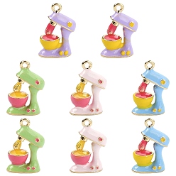 Mixed Color 8Pcs 4 Colors Alloy Enamel Pendants, Golden, Blender Charms, Mixed Color, 18x11.5x7mm, Hole: 1.4mm, 2pcs/color