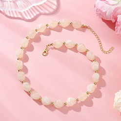 Бежевый Двухцветные акриловые витые бусины-ожерелья, с цинковым сплавом застежками омаров коготь, золотые, бежевые, 18.50~18.7 дюйм (47~47.5 см)