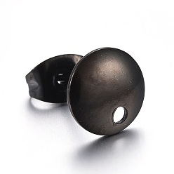 Electrophoresis Black Серьги из нержавеющей стали, плоско-круглые, ионное покрытие (ip), электрофорез черный, 8x1 мм, отверстие : 1.5 мм, штифты : 0.7 мм