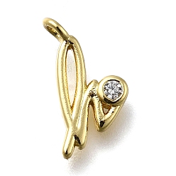 Letter H Латунные микро проложить кубического циркония подвески, письмо амулеты, стойки покрытие, долговечный, без кадмия и без свинца, Письмо ч, 13.5x7x2 мм, отверстие : 1.6 мм