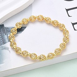 Настоящее золото 18K Латунные круглые бусины эластичные браслеты для женщин, стойки покрытие, долговечный, без свинца и без кадмия, реальный 18 k позолоченный, 1/4 дюйм (0.75 см), внутренний диаметр: 2 дюйм (5 см)