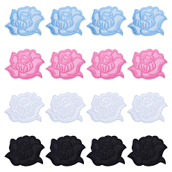 (52) Непрозрачная лаванда 36 шт 4 цвета компьютеризированная вышивка ткань утюг / пришивание заплат, аксессуары для костюма, аппликация, цветок, разноцветные, 61x73x0.7 мм, 9 шт / цвет